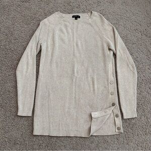 Banana Republic Factory Sweater Long Sleeve Beige Ribbed Knit Crewneck Womens M